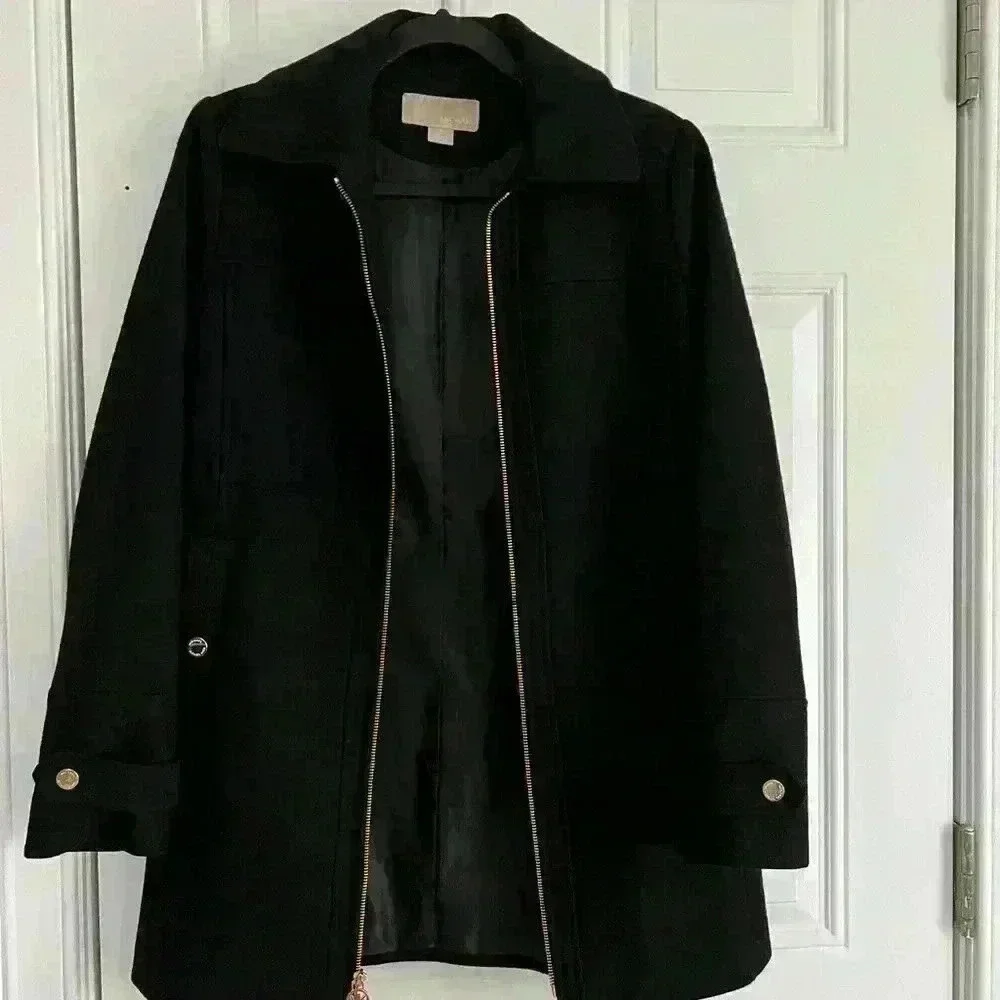 Michael Kors black jacket coat with gold zipper